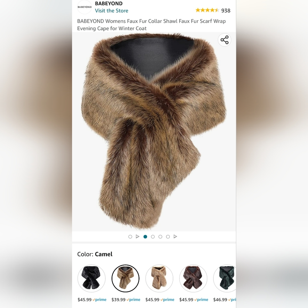 BABEYOND Womens Faux Fur Collar Shawl Faux Fur Scarf Wrap Evening Cape